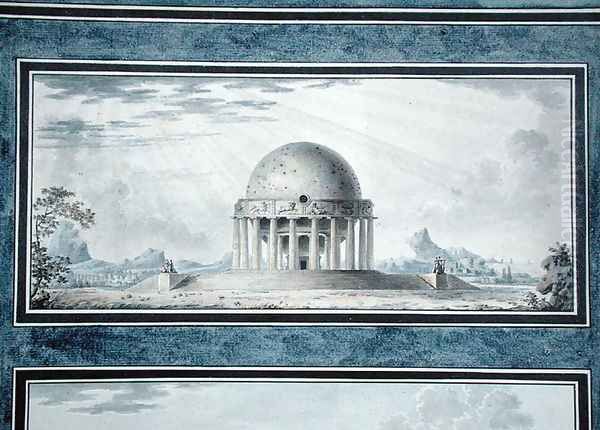 Design for a house for a cosmopolite, 1783 3 Oil Painting by Antoine Laurent Thomas Vaudoyer