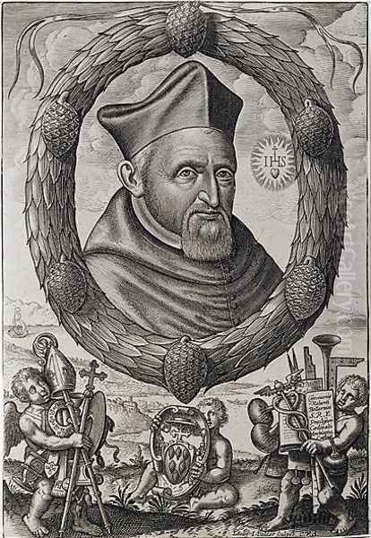 Portrait of Roberto Bellarmini (1542-1621) Cardinal Archbishop of Capua Oil Painting by Johannes Valdor