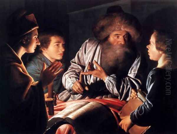 Philosopher and Pupils Oil Painting by Willem Willemsz. van der Vliet