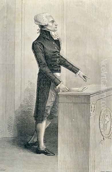 Maximilien de Robespierre 1758-94 Orating, engraved by Stephane Pannemaker 1847-1930 Oil Painting by Viollat, Eugene Joseph