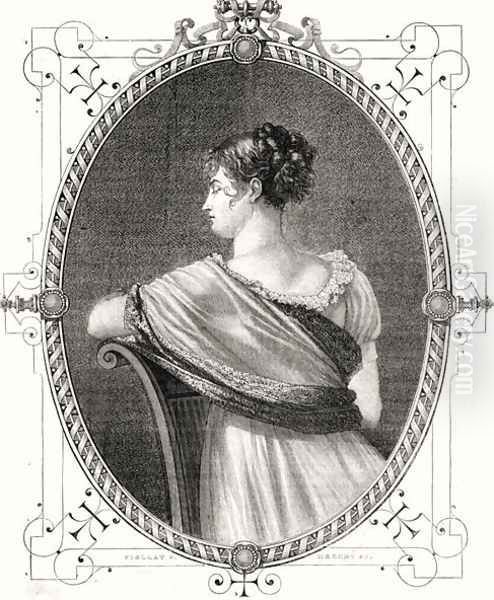 Portrait of Madame Recamier 1777-1849 engraved by Antoine Auguste Ernest Hebert 1817-1908 Oil Painting by Viollat, Eugene Joseph