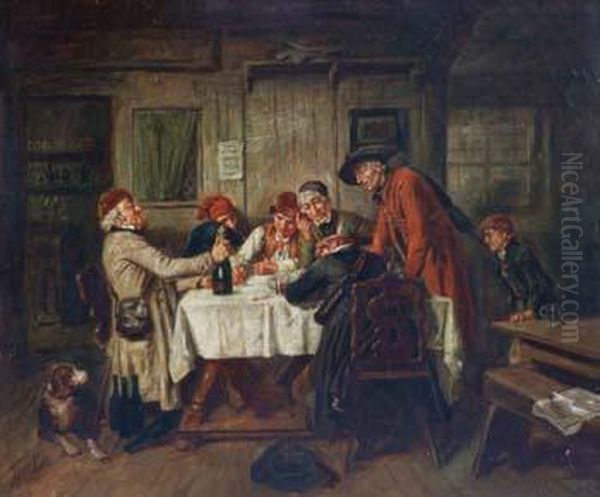 Tavern Interior Scene Oil Painting by Mark W. Langlois