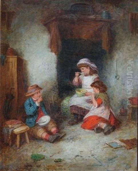 Children's Breakfast Time Oil Painting by Mark W. Langlois