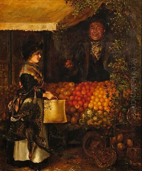 Fruit Stall Oil Painting by Mark W. Langlois