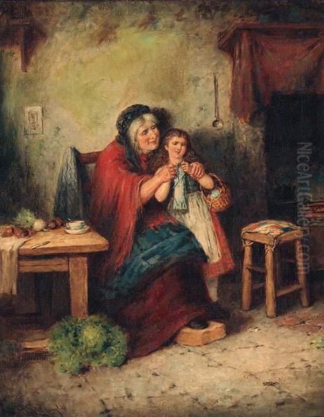 The Knitting Lesson Oil Painting by Mark W. Langlois