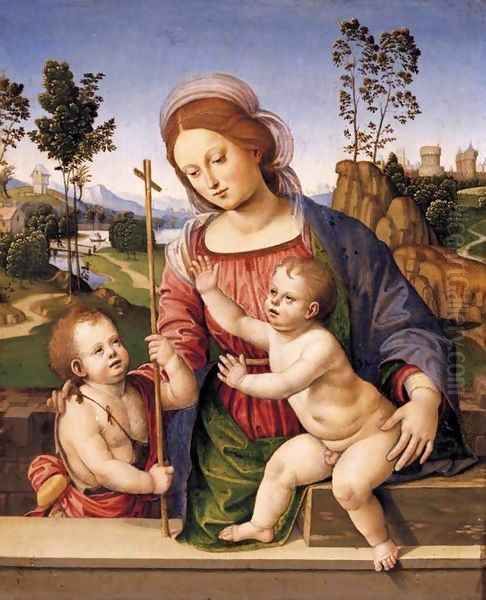 Madonna and Child with the Infant St John the Baptist Oil Painting by Timoteo Viti