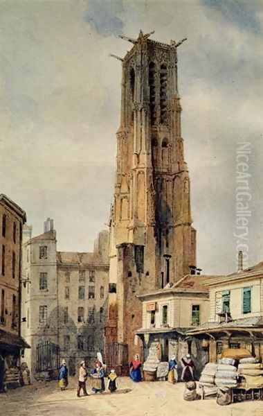 Tour Saint-Jacques Oil Painting by Francois Etienne Villeret