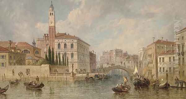 On the Grand Canal, looking towards the Ca' labia, Venice Oil Painting by J. Vivian