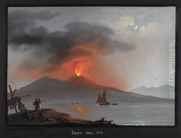 Vesuvius, eruption of 1828 Oil Painting by Camillo da Vito