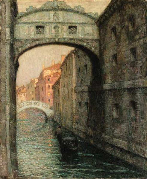 Venise, Le Pont Des Soupirs (the Bridge Of Sighs) Oil Painting by Henri Eugene Augustin Le Sidaner