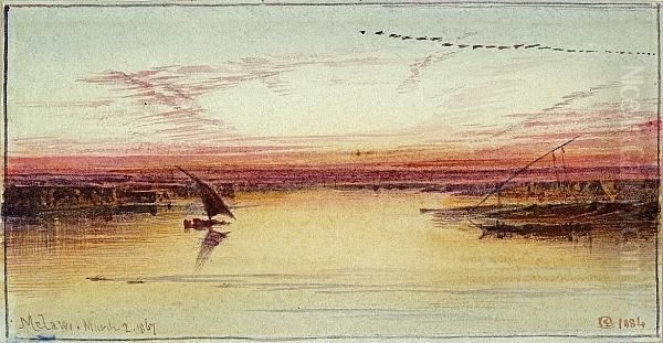 Melawi In The Nile Valley Oil Painting by Edward Lear