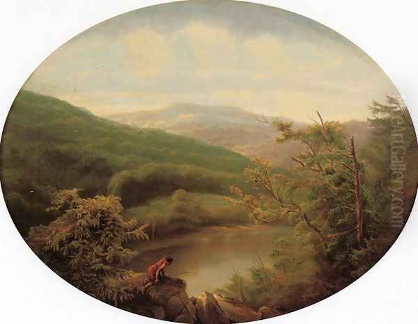 Native American Hunting Scene Oil Painting by Charles Volkmar