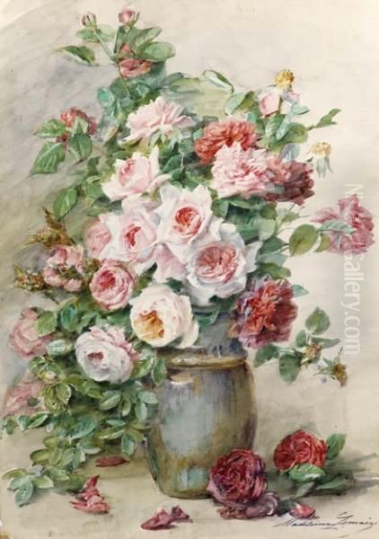 Bouquet De Roses Oil Painting by Madeleine Jeanne Lemaire