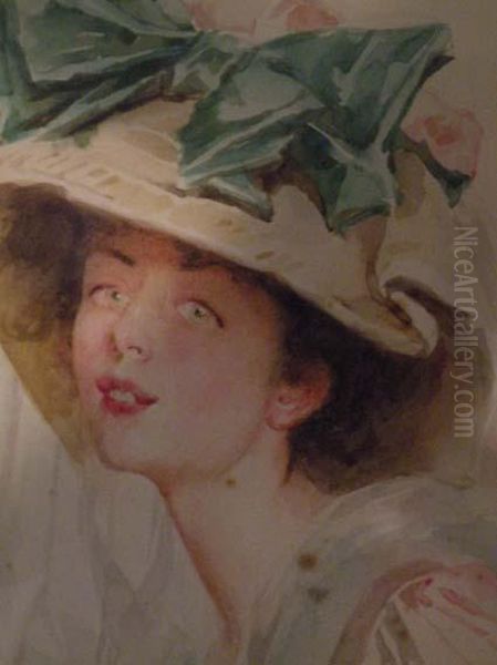 Jeune Femme Au Chapeau Oil Painting by Madeleine Jeanne Lemaire