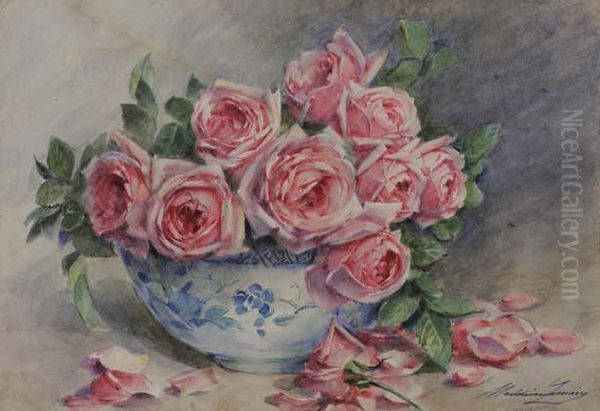 Bouquet De Roses Oil Painting by Madeleine Jeanne Lemaire