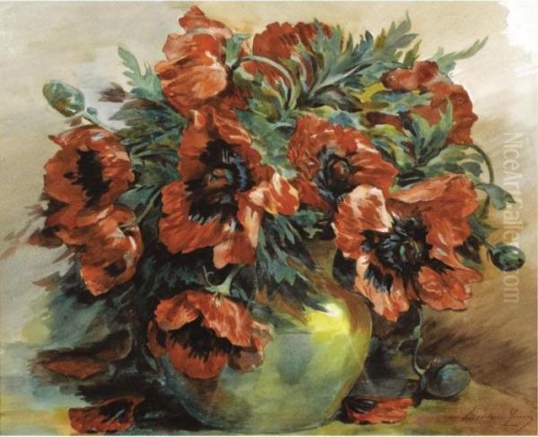 Les Coquelicots Oil Painting by Madeleine Jeanne Lemaire