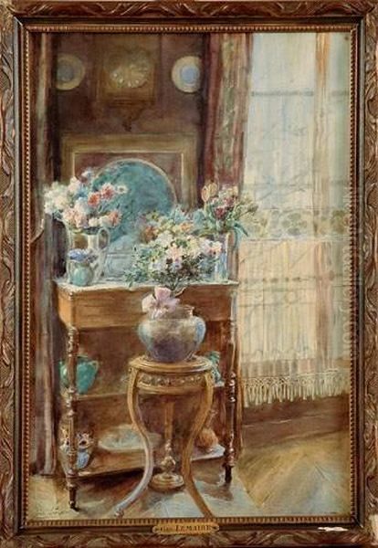 interieur Fleuri Oil Painting by Madeleine Jeanne Lemaire