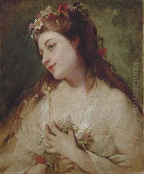 Young Beauty Oil Painting by Madeleine Jeanne Lemaire