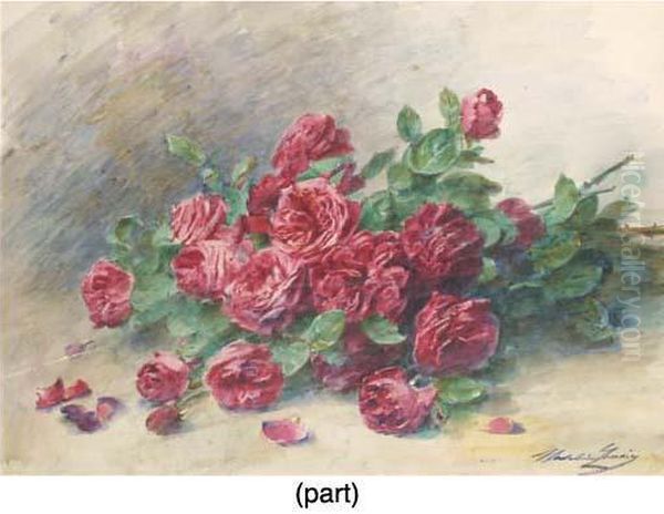 Red Roses Oil Painting by Madeleine Jeanne Lemaire