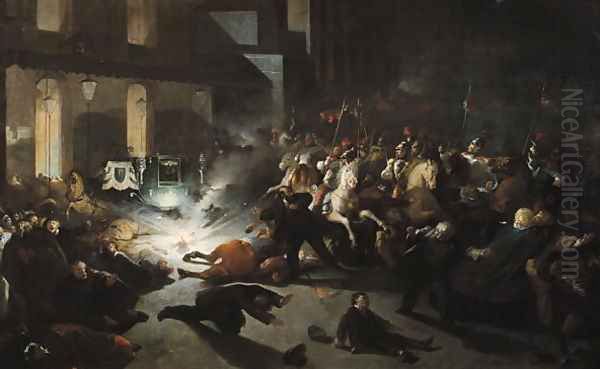 The Attempted Assassination of Emperor Napoleon III (1808-73) by Felice Orsini 1819-59 on the 14th January 1858, 1862 Oil Painting by H. Vittori Romano