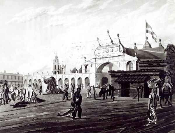 Market Place, engraved by Daniel Havell 1785-1826 1820 Oil Painting by Emeric Essex Vidal