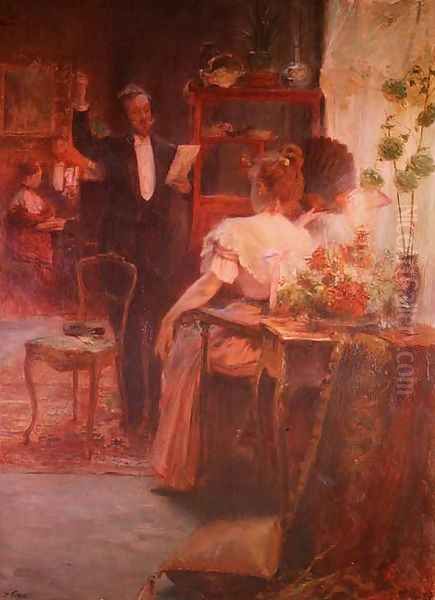 Intimate Recital before the Evening Oil Painting by Henry Emile Vollet