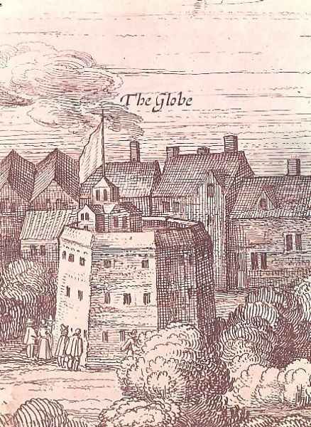 The Globe Theatre, detail from an engraving, 1616 Oil Painting by Cornelius de Visscher