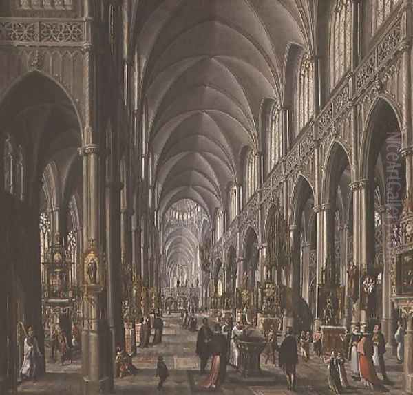 Interior of a Gothic Church, 1596-97 Oil Painting by Paul Vredeman de Vries