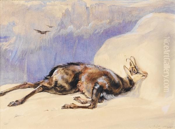 A Chamois In The Tyrol Oil Painting by John Frederick Lewis