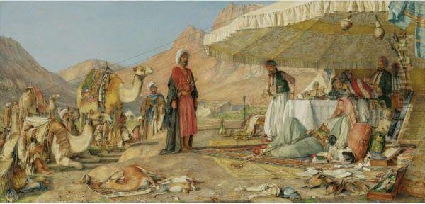 A Frank Encampment In The Desert Of Mount Sinai Oil Painting by John Frederick Lewis