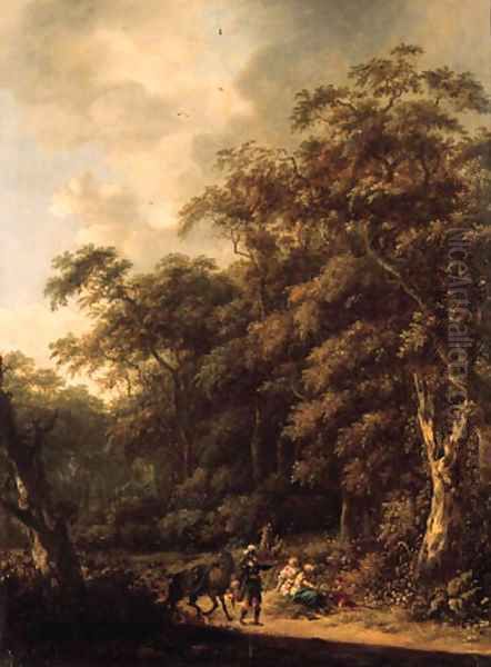 Erminia and the shepherds in a wooded landscape Oil Painting by Roelof van Vries