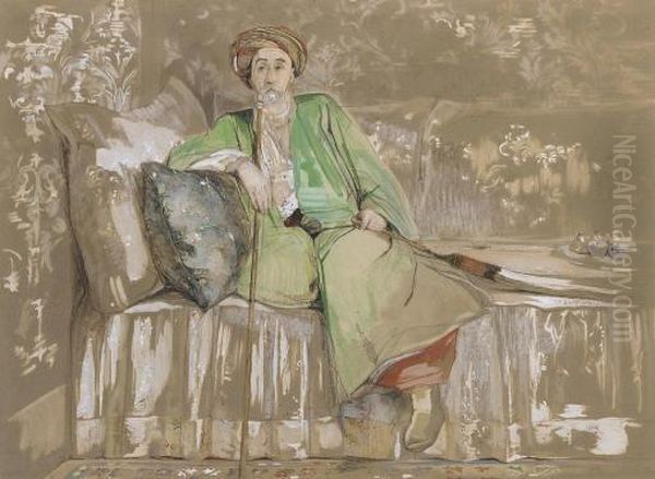 Jean Caradja, Voivod Of Wallachia, Seated On A Divan Oil Painting by John Frederick Lewis