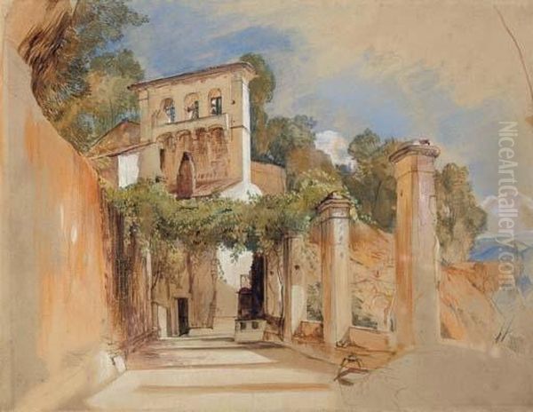 A Villa In Amalfi, Italy Oil Painting by John Frederick Lewis