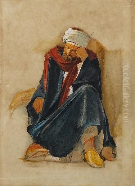 An Arab At Rest Oil Painting by John Frederick Lewis