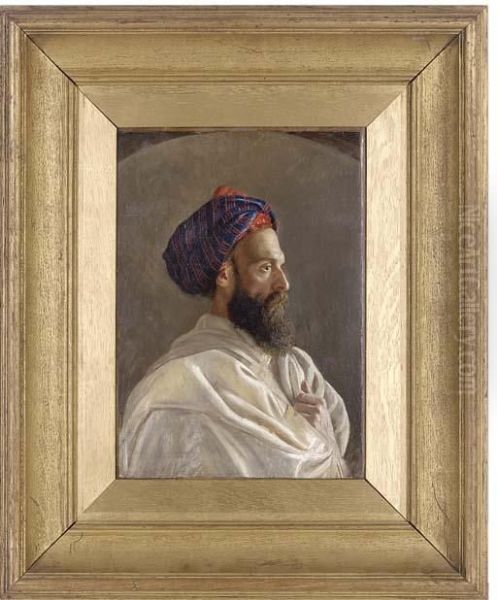 Head Of An Arab Oil Painting by John Frederick Lewis