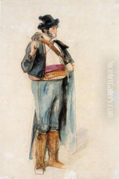 Portrait Of A Gentleman In Spanish Costume, Possibly Richard Ford Oil Painting by John Frederick Lewis