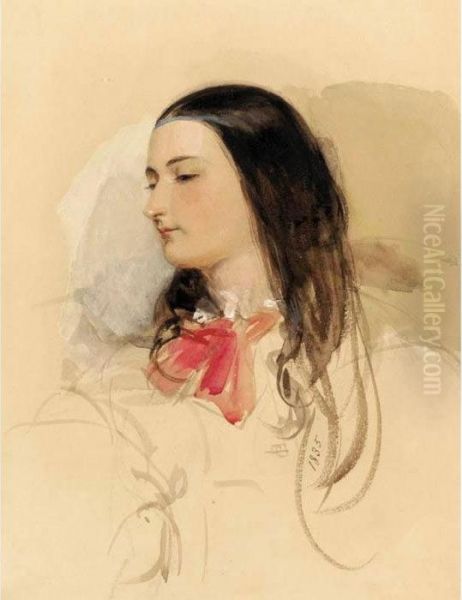 Portrait Of A Young Woman Oil Painting by John Frederick Lewis