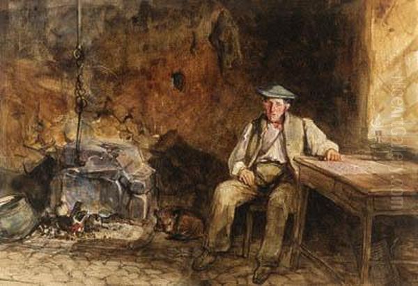 A Highland Crofter Oil Painting by John Frederick Lewis