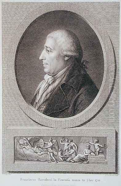 Portrait of Francesco Bartolozzi 1727-1815 engraved by Jacques Brouillard 1744-1806 Oil Painting by Pierre Noel Violet