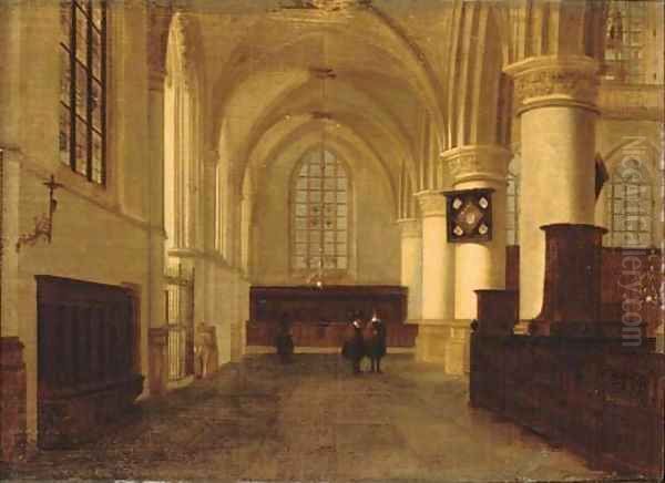 Figures in a church interior Oil Painting by Willem van der Vliet