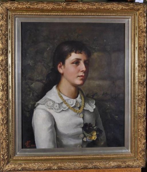 Half Length Portrait Of A Young Woman Oil Painting by Charles Sillem Lidderdale