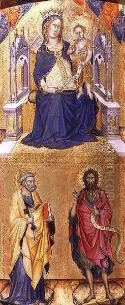 The Virgin and Child in Majesty with SS. Peter and John the Baptist, c.1370 Oil Painting by Francesco di Vannuccio