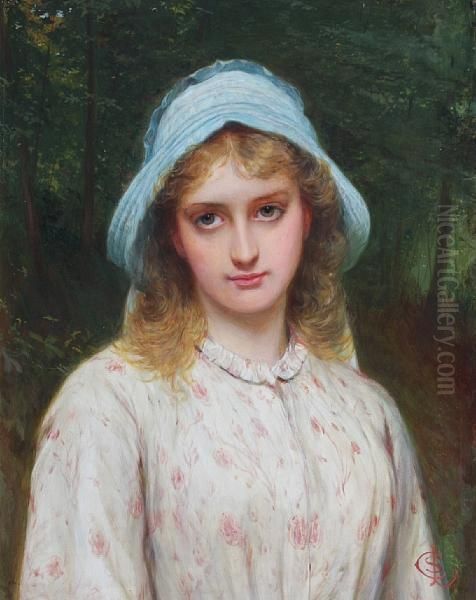 A Young Country Girl Oil Painting by Charles Sillem Lidderdale