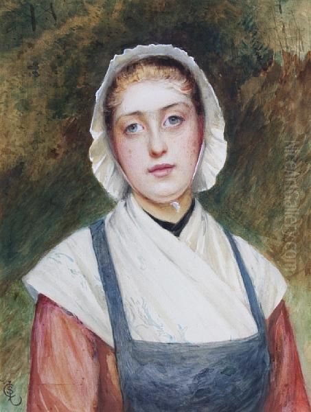 A Country Girl Oil Painting by Charles Sillem Lidderdale