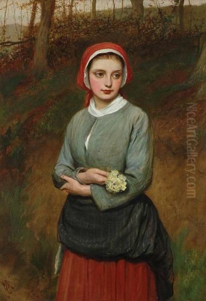 Gathering Primroses Oil Painting by Charles Sillem Lidderdale