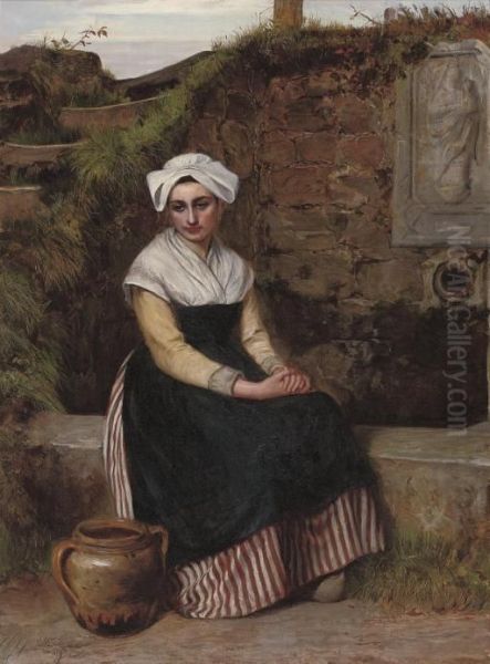 Resting Beside The Well Oil Painting by Charles Sillem Lidderdale