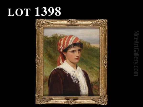 Italiant Peasant Girl Oil Painting by Charles Sillem Lidderdale