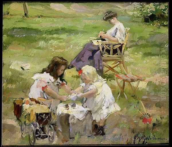 The Picnic Oil Painting by August Willem van Voorden