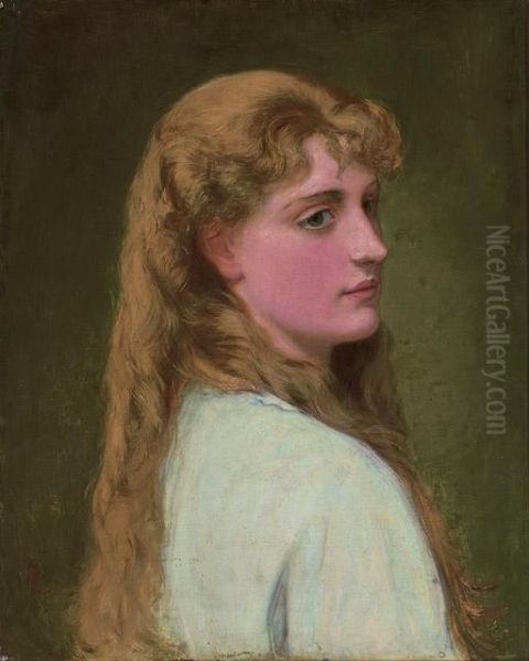 A Young Beauty Oil Painting by Charles Sillem Lidderdale