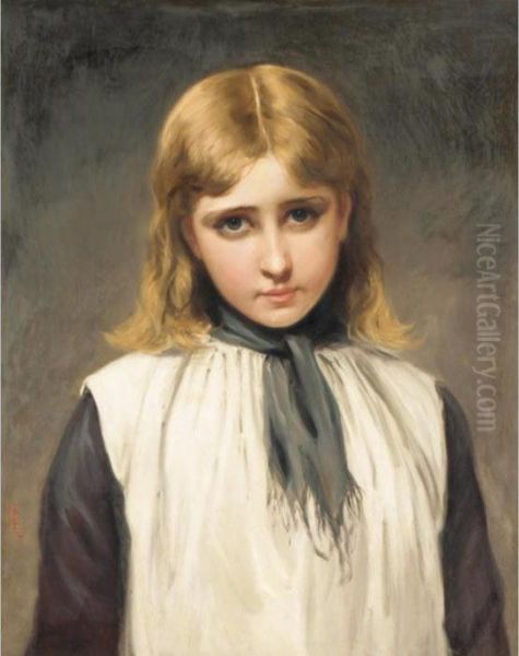 Portrait Of A Girl Oil Painting by Charles Sillem Lidderdale